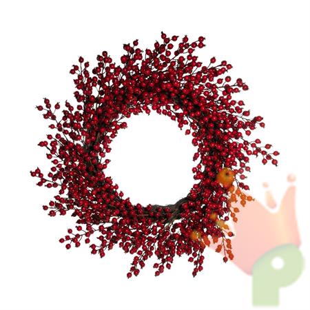 GHIRLANDA FUORIPORTA CON BACCHE ROSSE 66CM
