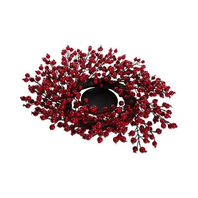 PORTACANDELA CORONA DI BACCHE ROSSE 46CM
