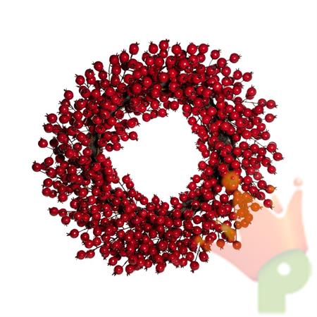 GHIRLANDA FUORIPORTA CON PICCOLE BACCHE ROSSE 66CM