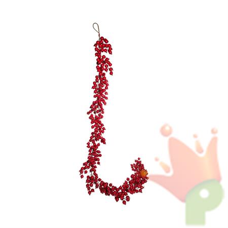 GHIRLANDA CON PICCOLE BACCHE ROSSE 180CM