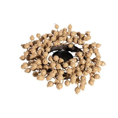 PORTACANDELA CORONA CON BACCHE ORO 46CM