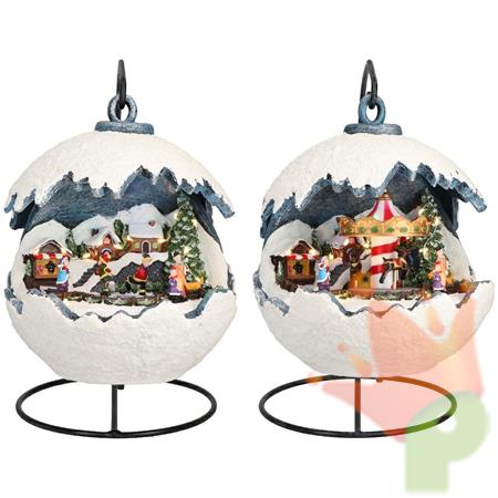 PALLA DI NATALE ANIMATA CON LED MULTICOLOR 20,5X20,5X22CM