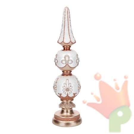 DECORAZIONE CONO IN POLIRESINA BIANCO E ORO 12X12X44,8 CM