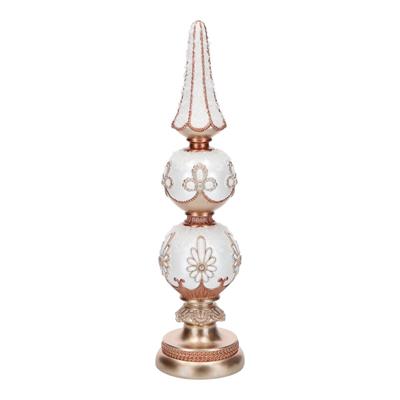 DECORAZIONE CONO IN POLIRESINA BIANCO E ORO 12X12X44,8 CM