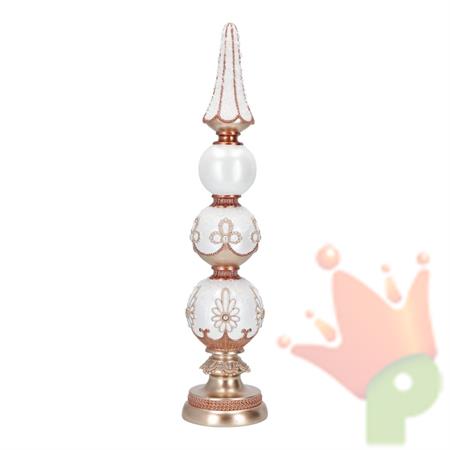 DECORAZIONE CONO IN POLIRESINA BIANCO E ORO 11,8X11,8X53CM
