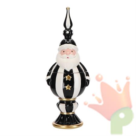 DECORAZIONE IN CERAMICA BABBO NATALE NERO E BIANCO 18X15,5X47 CM
