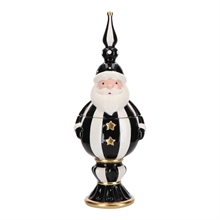 DECORAZIONE IN CERAMICA BABBO NATALE NERO E BIANCO 18X15,5X47 CM