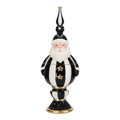 DECORAZIONE IN CERAMICA BABBO NATALE NERO E BIANCO 18X15,5X47 CM