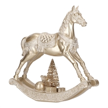 CAVALLO A DONDOLO IN POLIRESINA ORO CON LED 29,5X7CM
