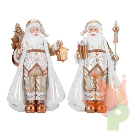 BABBO NATALE IN POLIRESINA BIANCO E ORO 28,5X13X18,8CM 2ASS