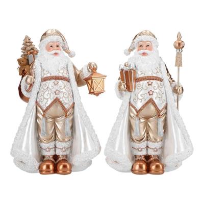 BABBO NATALE IN POLIRESINA BIANCO E ORO 28,5X13X18,8CM 2ASS