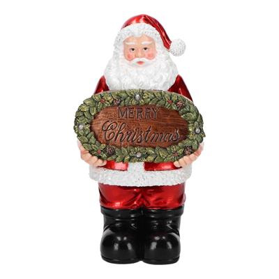 BABBO NATALE CON CARTELLO BUON NATALE IN POLIRESINA LED 30X11X16