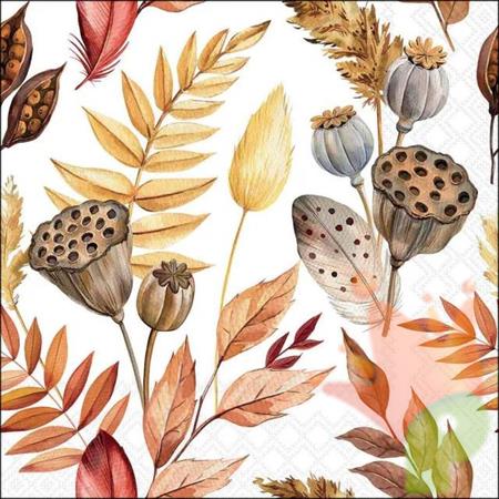 TOVAGLIOLI FOGLIE E PIUME 33X33CM 20PZ