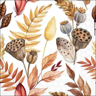 TOVAGLIOLI FOGLIE E PIUME 33X33CM 20PZ