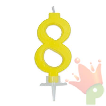 CANDELINA NUMERO 8 CERA ITALIC GIALLO 7CM