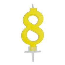 CANDELINA NUMERO 8 CERA ITALIC GIALLO 7CM