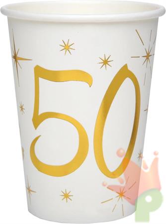 BICCHIERI 50 ANNI CON DECORO ORO 10PZ