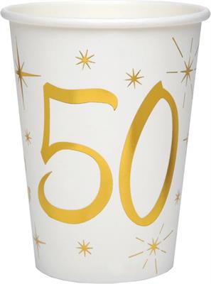 BICCHIERI 50 ANNI CON DECORO ORO 10PZ