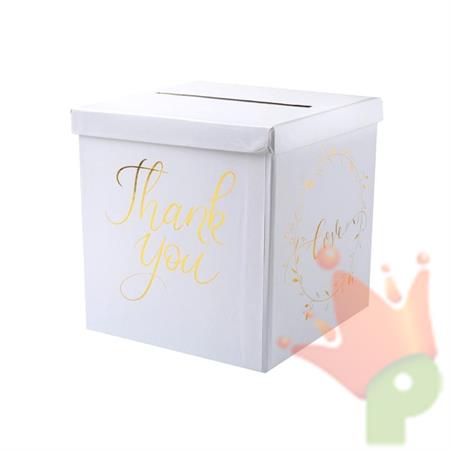 SCATOLA PORTABUSTE MATRIMONIO THANK YOU 20X20X20CM