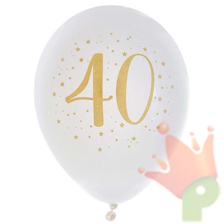 PALLONCINI IN LATTICE 40 ANNI BIANCO 23CM 8PZ