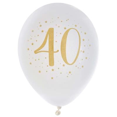 PALLONCINI IN LATTICE 40 ANNI BIANCO 23CM 8PZ