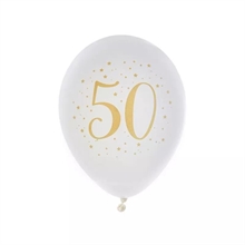 PALLONCINI IN LATTICE 50 ANNI BIANCO 23CM 8PZ