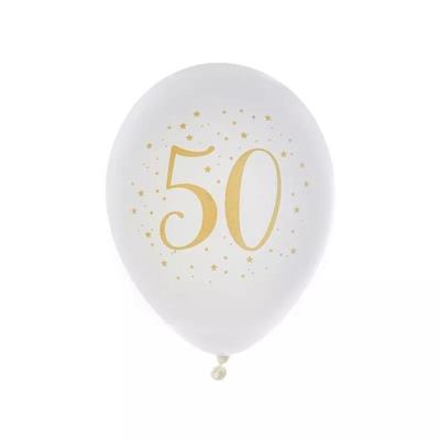 PALLONCINI IN LATTICE 50 ANNI BIANCO 23CM 8PZ