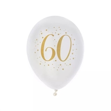 PALLONCINI IN LATTICE 60 ANNI BIANCO 23CM 8PZ