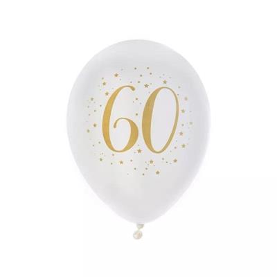 PALLONCINI IN LATTICE 60 ANNI BIANCO 23CM 8PZ