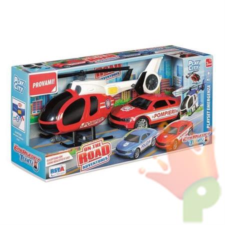 PLAYSET EMERGENZA POMPIERI AUTO ED ELICOTTERO