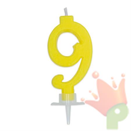 CANDELINA NUMERO 9 CERA ITALIC GIALLO 7CM