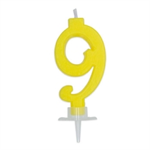 CANDELINA NUMERO 9 CERA ITALIC GIALLO 7CM