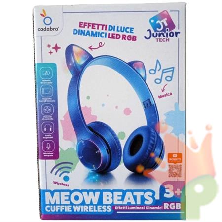 CUFFIE JUNIOR TECH MEOW BEATS CON LED WIRELESS ASS