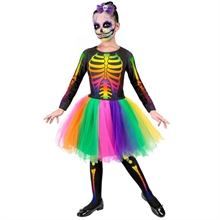 COSTUME SCHELETRO BAMBINA CON TUTU' ARCOBALENO