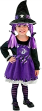 COSTUME STREGA VIOLA CON CAPELLI 6-12 MESI