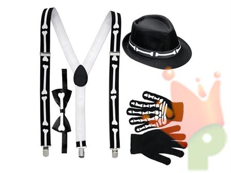 SCHELETRO BRETELLE, FARFALLINO, GUANTI E CAPPELLO