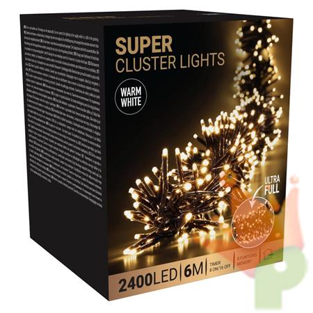 LUCI DI NATALE SUPER CLUSTER 2400 LED BIANCO CALDO