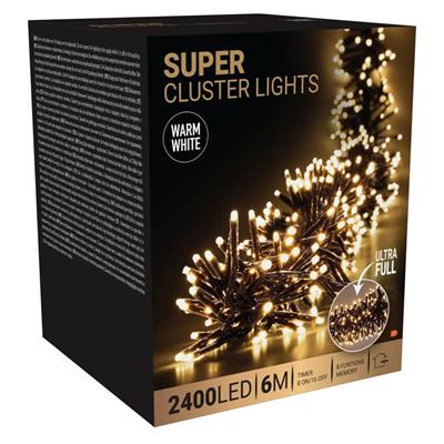 LUCI DI NATALE SUPER CLUSTER 2400 LED BIANCO CALDO