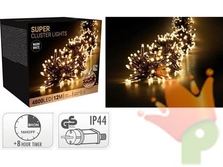 LUCI DI NATALE SUPER CLUSTER 4800 LED BIANCO CALDO