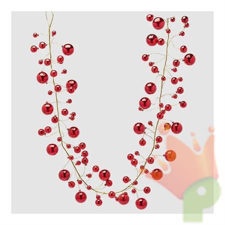 GHIRLANDA DI PALLINE ROSSO 180CM
