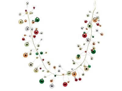 GHIRLANDA DI PALLINE ROSSO/VERDE 180CM