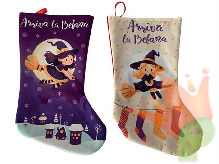 CALZA BEFANA IN TESSUTO 43X27CM ASS