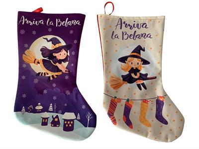 CALZA BEFANA IN TESSUTO 43X27CM ASS