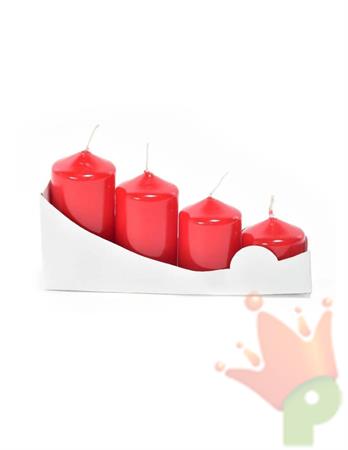 CANDELE PILLAR ROSSO LUCIDO 4X4/6/7/8CM 4PZ