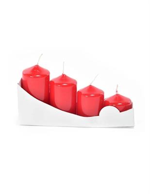 CANDELE PILLAR ROSSO LUCIDO 4X4/6/7/8CM 4PZ