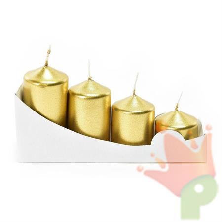 CANDELE PILLAR ORO LUCIDO 4X4/6/7/8CM 4PZ