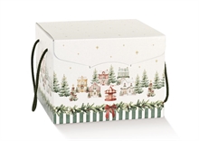 SCATOLA VILLAGGIO NATALIZIO BIANCO/VERDE 21X21X21CM