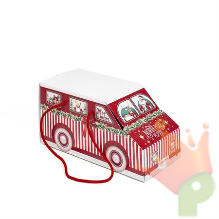 SCATOLA FURGONCINO NATALIZIO ROSSO CON CORDINO 31X15X16CM