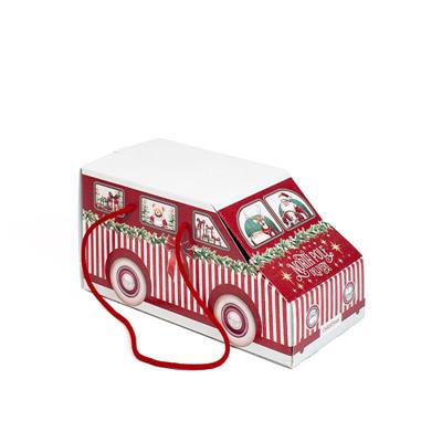 SCATOLA FURGONCINO NATALIZIO ROSSO CON CORDINO 31X15X16CM