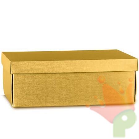 SCATOLA CON COPERCHIO ORO IN FIBRA 38X26X13CM
